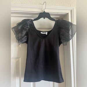 Black ruffle sleeve top